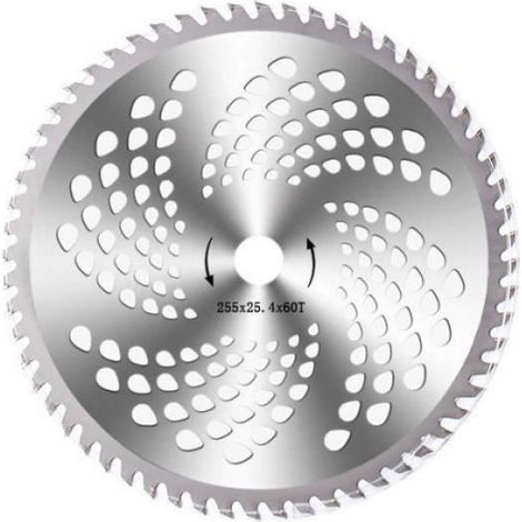 Disque De Coupe - 255 Mm - 60 Dents - Pour Debroussailleuse - Acier Au Manganese - 1 Piece (1/4)