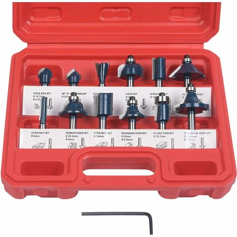 Mèches de toupie, 12pcs mèches de toupie à fente droite, jeu de mèches de toupie en bois Outil de travail du bois Outil de travail du bois (boîtier en plastique) - RW (1/5)