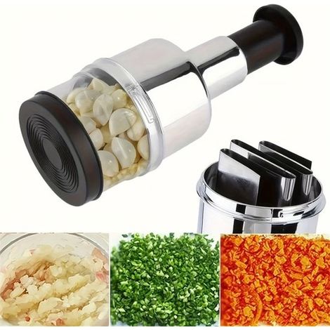 1 prensa de ajos manual y picadora de alimentos, Picadora manual de verduras y cebollas, mini molinillo, no requiere electricidad (1/5)