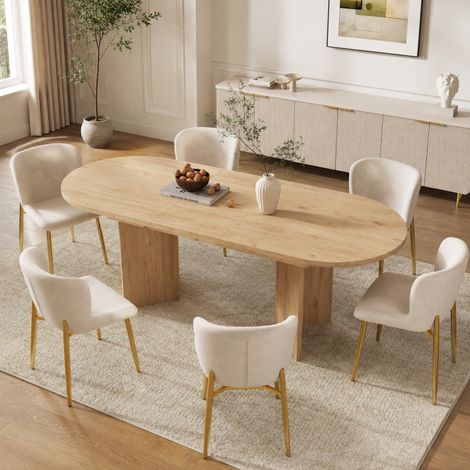 Ausziehbarer Esstisch 160 x 80 cm aus MDF in Eichenoptik, OKWISH (1/5)