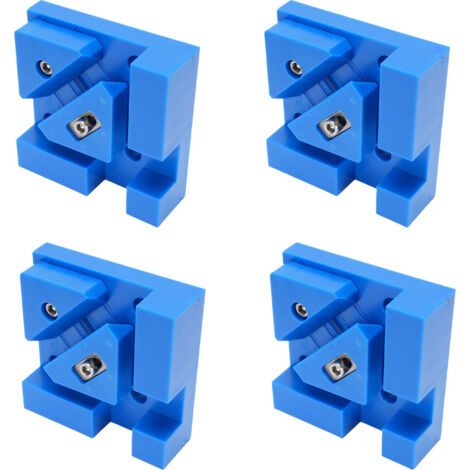Lot de 4 équerres d'angle à 90° réglables, 2 modes, pour le travail du bois, idéales pour les boîtes, tiroirs et armoires (bleu). (1/5)