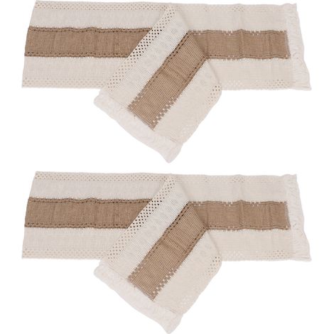 Set aus 2 Tischläufern aus Leinen, elegant gestreift, maschinenwaschbar, rustikaler Stil für Couchtische (1/5)