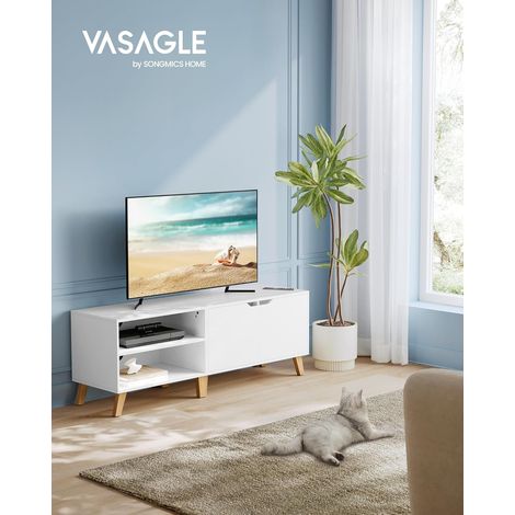 VASAGLE Mobile TV per Televisore fino a 60 Pollici, Armadietto per TV con 2 Ante, Ripiani Regolabili, Lungo 140 cm, per Soggiorno, Camera da Letto, Bianco LTV027T46 (1/5)