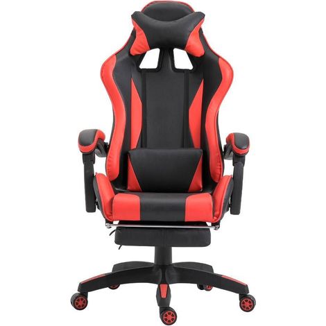 Sedia da Gaming Ergonomica 66x60x134 cm con Poggiapiedi in Similpelle Rosso (1/4)