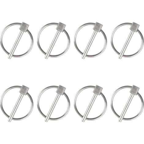Lot de 8 goupilles de sûreté rondes en acier inoxydable de 3 mm de diamètre pour remorque et pelouse (1/5)