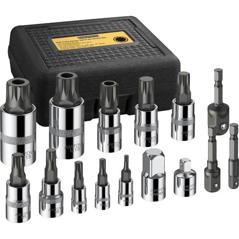 Jeu de 15 Douilles à Embouts Cannelés à Triple Carré XZN Métrique 50BV30 CR-V + Douille d’Entraînement en Acier S2 + Adaptateur de Douille Perceuse Électrique Étui de Rangement (1/5)