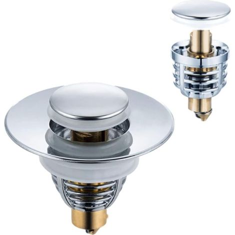 Bouchon de vidange universel en acier inoxydable avec 2 joints d'étanchéité pour évier lavabo (1/4)