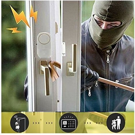 SNQ – Alarme antivol sans fil pour porte et fenêtre – Sirène 90 dB – Lot de 6 – Alimentation par 4 piles LR44 incluses – Résistante à la poussière (1/4)