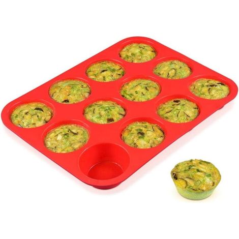 SABIR Silikon-Muffinform für 12 Tassen – antihaftbeschichtete Cupcake-Form, 1 Packung, Silikonform in normaler Größe zum Backen (1/5)