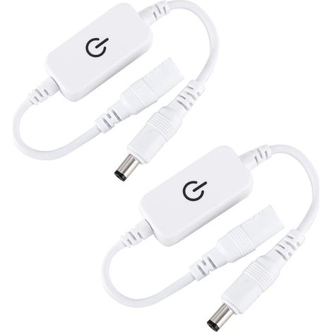 2 Pcs 12-24V 4A Single Color LED Strip Light Brightness Controller On/Off Switch Inline Touch Switch DC Mini LED Touch Switch (White) (1/5)