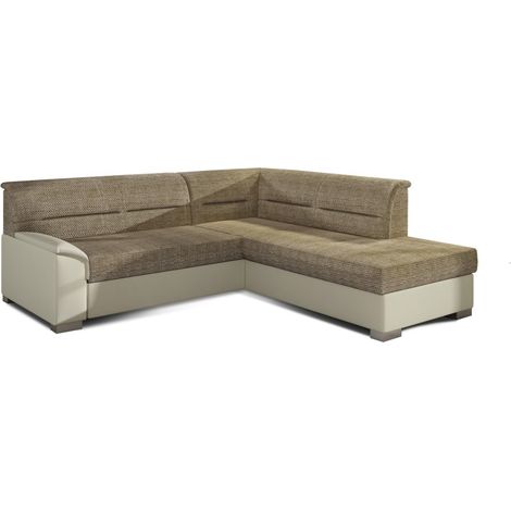 Divano ad angolo convertibile TROMSO beige e crema – Angolo destro con vano contenitore (1/3)