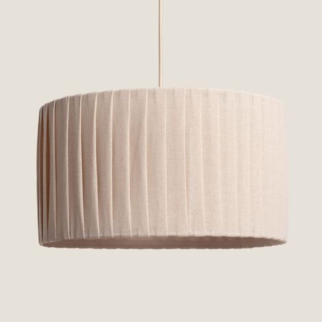 Ledkia – Lámpara colgante de lino beige 40cm – Estilo nórdico – Casquillo E27 – Iluminación cálida y acogedora (1/4)