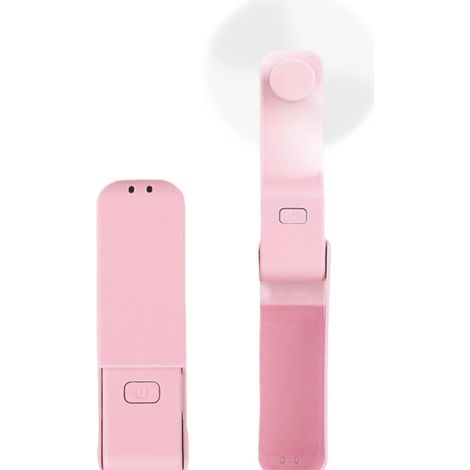 Mini ventilador de mano, mini ventilador de escritorio USB, pequeño ventilador portátil recargable USB, ventilador portátil silencioso recargable con 3 velocidades (rosa) (1/5)