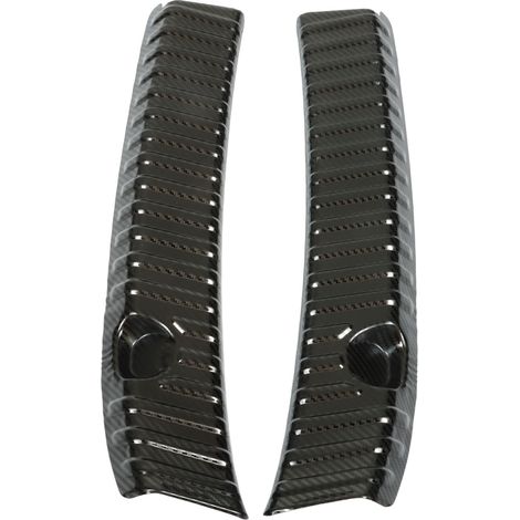 Lot de 2 protections de seuil de coffre arrière en acier inoxydable, design divisé, style fibre de carbone, pour Tesla Model Y 2021-2023. (1/5)