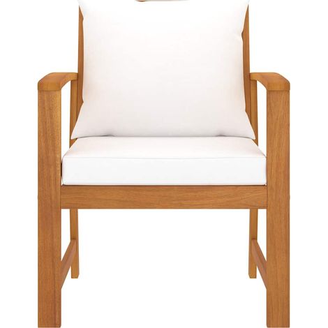 Maison Exclusive - Sedie da Giardino e Cuscini Crema 2 pz Legno Massello d'Acacia (1/5)