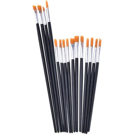 Kit de 15 Pinceaux Peinture Loisir Corps des Pinceaux en Bois Lot de 15 Pinceaux différents pour Peinture Acryliques, Aquarelles, Huiles et Gouaches, Noir (1/5)