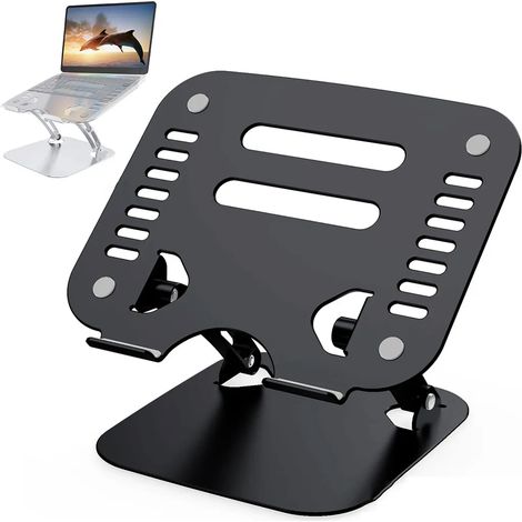 Verstellbarer Laptop-Ständer mit 360 Grad drehbarer Basis, ergonomische Laptop-Erhöhung für Zusammenarbeit, Doppel-Drehschaft, voll zusammenklappbar für einfache Lagerung, passend für Laptops bis zu 4 (1/5)