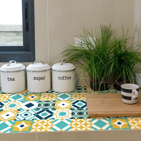 Stickers muraux - Sticker Mural Carrelage adhésif Cuisine Salle de Bain - 24 STICKERS CARRELAGES MEUBLE NUNEZ - 24stickers10x10cm (1/5)
