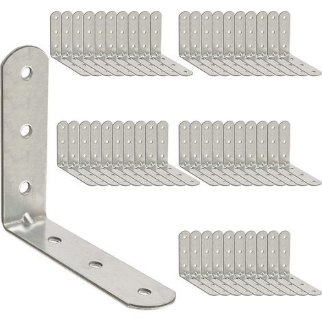 20 x Équerre de Fixation (50 x 50 x 20) Support d'angle Droit en forme de L, Équerre Angle 90 Degrés en Acier, Équerre étagère, Équerre de Coin (1/4)