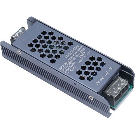 Alimentation LED 48V 100W 2.08A Transformateur Noir Longue Bande, Pilote Étanche pour Ruban, Entrée AC180-250V (1/5)
