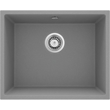 Lavello cucina sottopensile in granito con 1 vasca 54x44 cm grigio metallizzato - Aelo