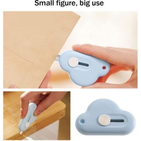 Lot de 4 mini couteaux de poche Cutter standard Box Cutter Ouvre-lettre Couteau de papeterie Motif patte de chat et nuages (1/4)