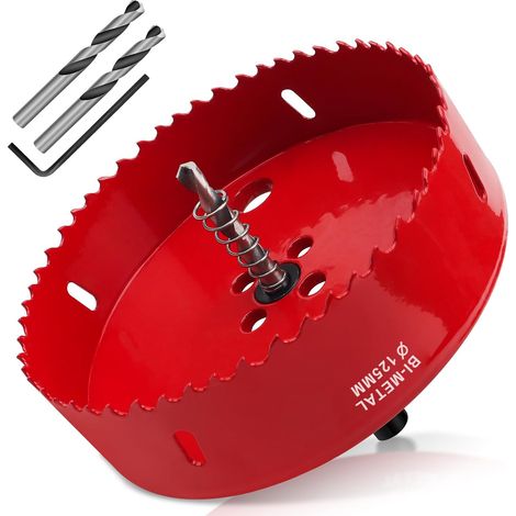Scie Cloche 125mm, HSS M42 Bi-Métal Scies-cloches Bois 1 Pièce Rouge (1/5)