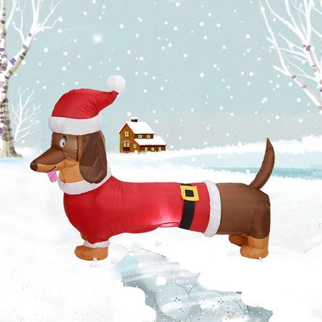 Modèle gonflable de Noël avec lumières Décorations de Noël extérieures Décorations de Noël Décorations de Noël Décorations de Noël Saucisse de chien en polyester Lumineuse (1/5)
