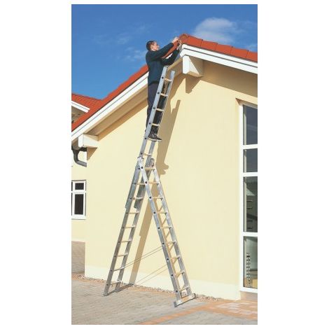 Echelle transformable Z 200 3x7 barreaux – Hauteur de travail max 5,20 m – Charge maximale 150 kg – Rails en aluminium extrudé – Zarges