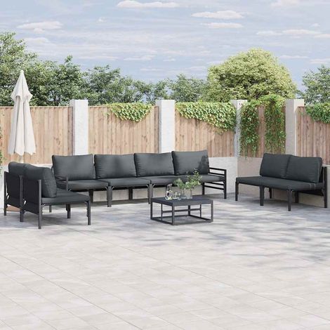 Conjunto de sofá de jardín Antracita Acero vidaXL (1/5)