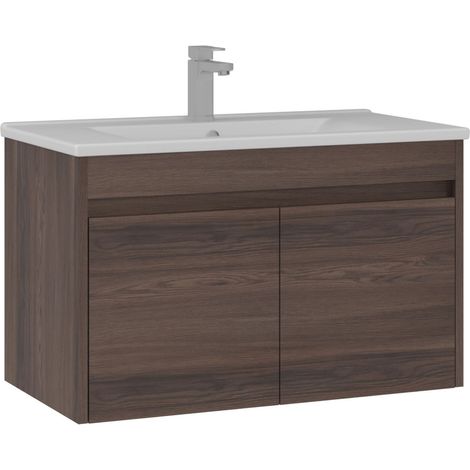 Mobile lavabo "Side 85 v2" - 85 x 45 x 52 cm - Noce scuro (1/5)