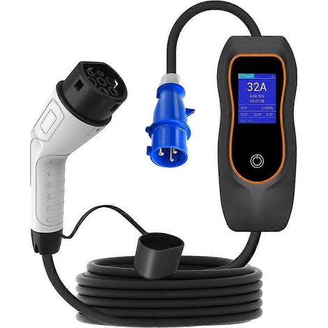 Chargeur de véhicule électrique de type 2 7 kW 32 A monophasé, câble de charge rapide portable, adaptateur de charge UE (1/5)