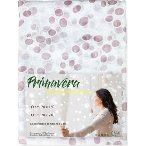 coppia TENDINA vetro PRIMAVERA ROSA COPPIA (2 TELI) CM. 70X240
