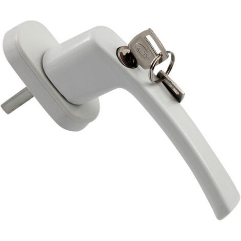 Ensemble de 1 poignée de fenêtre, verrouillable en position inclinée et fermée, poignée ronde en alliage d'aluminium avec serrure (1/4)