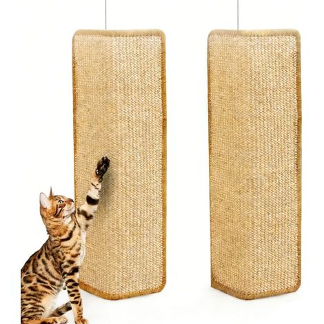 2 Pièces Tapis Griffoir pour Chat, 60 x 30 cm, Tapis à Chat en Sisal Naturel, Tapis à Gratter Sol Antidérapant, pour Mur et Coin, Protege Votre Canape ou Fauteuil de la Griffe des Chats