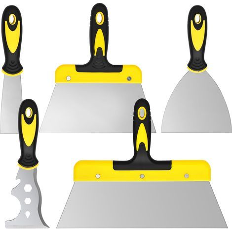 5-Piece Plastering Knife Set, Stainless Steel, Plastic Handle, 1.5-12 inches, For Drywall (1/5)