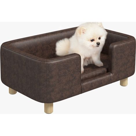Coussin Amovible en Mousse pour Chiens Moyens et Petits, Canapé Marron Foncé 74x48,5x31cm pour Animaux (1/5)