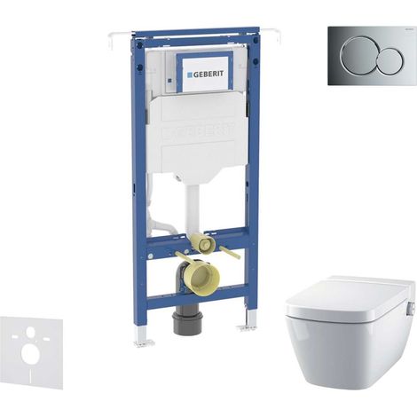 Geberit Duofix - Set bâti-support, cuvette et abattant Tece One, plaque de déclenchement Sigma01, Rimless, SoftClose, chrome brillant SANI11CT1100 (1/5)