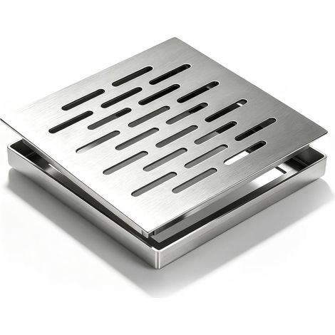 Siphon de douche en acier inoxydable - 150 x 150 cm - 200 x 200 cm - Carré - Avec cadre pour extérieur, salle de bain, jardin, terrasse - 150 x 150 x 20 mm (1/5)