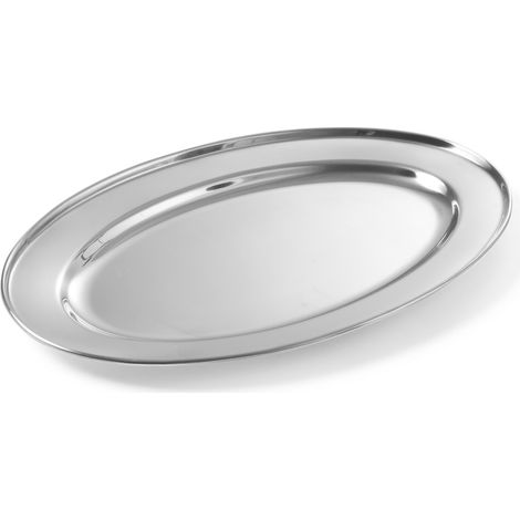 Bandeja de acero para carne y embutidos, ovalada, 19 cm de largo - Hendi 404003