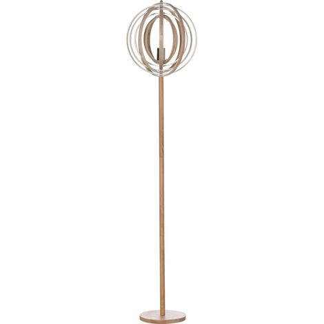 Lampadaire sur Pied Circulaire 40 W Max Abat-Jour Bois Naturel Clair Ø 38 x 160 cm (1/5)