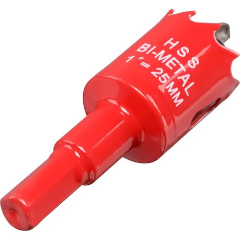 Scie Cloche Bi-métal 25 mm, M42 HSS Bimétallique Scie Trèpan avec Foret de Centrage pour Robuste Perceuse à Percer pour Fer, Aluminium, Bois, Cloison Sèche, Tuyau, Panneau de Fibres de Bois/Rouge (1/5)