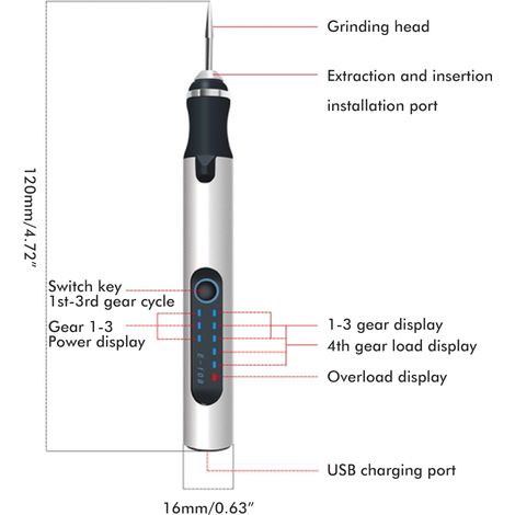 Stylo graveur électrique portable mini graveur sans fil pour métal bois gravure outils de sculpture (1/5)