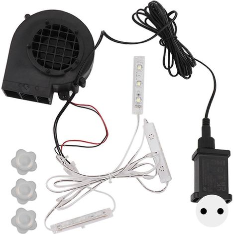 Souffleur d'air pour décorations gonflables de Noël avec 3 ampoules LED blanches pour décorations extérieures de fêtes (prise UE 220-250 V). (1/5)