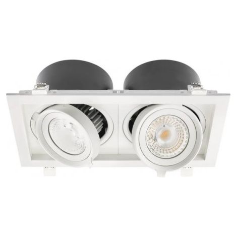 Encastré LED 2X23W rectangulaire 362X200mm blanc 2 spots orientables 4000K 2X2100lm 230V dimmable 38° IP20 IK07 CARD TWO SHOP