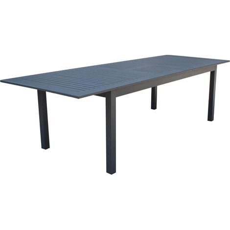 Ausziehtisch "Cube" aus Aluminium-Lamellen für den Außeneinsatz im Garten und auf der Veranda -Tisch 220-280 x 100 cm / Anthrazit (1/5)
