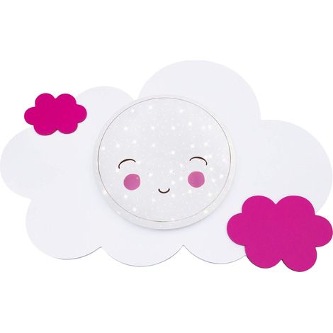 Plafonnier LED pour enfant réglable, Bois, blanc/rose, 75 x 50 x 10cm (1/5)
