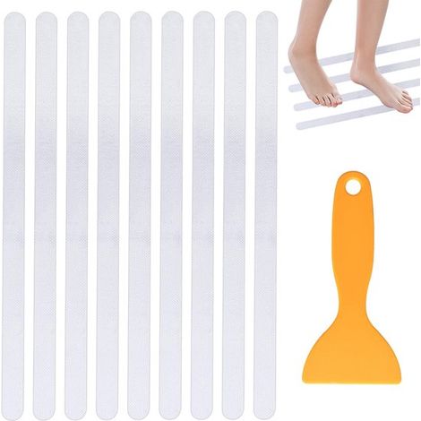 30 piezas, Tiras 38×2cm, Tira antideslizante escaleras, Adhesivos Autoadhesivos, Tiras perfiles escaleras, Adhesivos bañera, Transparentes (1/5)