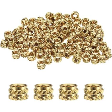 50pcs M4 Inserts Filetés Écrous Moletés en Laiton Thermodurci M4x4mm, OD 6mm, Écrous en Laiton à Impression 3D Inserts Filetés Femelles Écrous (1/5)