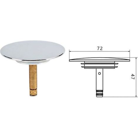 Bouchon Baignoire Universel - 72mm double joint - Laiton chromé étanche (1/4)